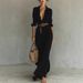 Women's Autumn Elegant Solid Color Irregular Pleated Dress With Belt_ecoleips.com