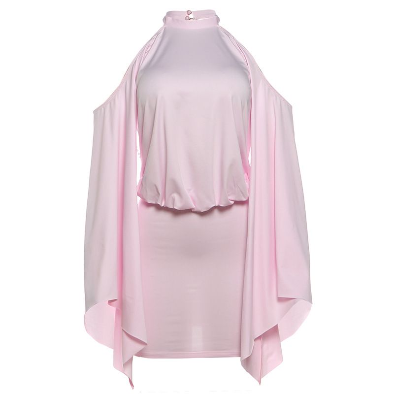 Elegant Backless Bodycon Midi Dress With Chain Detail & Bell Sleeves For Women - Summer Evening Party Clubwear_ecoleips.com
