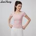 Women's Summer Short-Sleeve Fitness Yoga Top, Stretch Slimming Sports Shirt, U-Neck Slim Fit Pilates Training T-Shirt_ecoleips.com