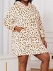 Aria Basics Cross-border Plus-size Women's European American Pajamas, Autumn And Winter Leopard Print Flannel Hooded One-piece Warm_ecoleips.com