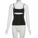 Summer Solid Color Camisole Waist Slim Fit Vest Multi Row Button Design European And American Style Sexy Hollowed out Top for Women_ecoleips.com