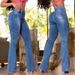 Fashion High Waist Flared Jeans For Women - Stretchy Denim Bootcut Pants With Vintage Wash, Comfort Fit & Trendy Style (Blue, S-XXL)_ecoleips.com