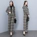 Elegant Women's Two-Piece Suit Set - Wool Blend Blazer With Wide-Leg Pants For Office & Casual Wear_ecoleips.com