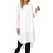 Women's Asymmetrical Chiffon Blouse round Neck Long Sleeves Casual Top Loose Fit Side Slit European American Style 2026_ecoleips.com