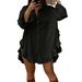 Women's Clothing New Size Women's Solid Color Loose Ruffled Hem Loose Shirt_ecoleips.com