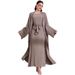 2025 Women's Muslim Clothing Fashion Elegant Cardigan Dress Belted Robe_ecoleips.com