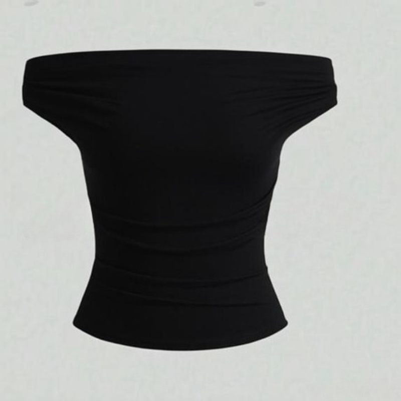 K One Neck Women's Short Sleeved T-shirt Top, Off Shoulder Slim Fit Base, Women's T-shirt_ecoleips.com