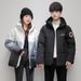 Couple's Gradient Puffer Jacket – Short Winter Coat With 50% Duck Down, Zip Hoodie, Black/White, Sizes S-3xl_ecoleips.com
