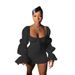 Women's Clothing Women's Fashion Square Neck Tie-Wrap Bubble Sleeve Dress – XS To XL (Cotton-Blend, Bodycon Mini Dress For Casual & Date Night)_ecoleips.com
