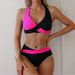 Women's Sexy Color-Block Bikini Swimsuit Set Two-Piece Fresh Cute Style American Design For Vacation_ecoleips.com