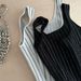 Women's Clothing Elegant Dress Square Neck Sleeveless Jacquard Short Skirt Contrast Striped Waist Knitted Dress_ecoleips.com