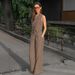 European And American Commuting Fashion Khaki Vest Trousers Two Piece Suit For Women 2025 Spring New Design Suit_ecoleips.com