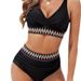 Women's Clothing Two Piece Set V Neck Ribbon Bikini Gathered_ecoleips.com