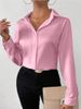 Women's Clothing Women's Satin Blouse Long Sleeved Faux Silk Shirt Long Sleeve For Formal & Casual For Women_ecoleips.com