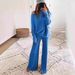 Cross-Border Autumn Winter New Solid Color Simple Batwing Sleeve Drawstring High Waist Wide Leg Long Pants Knitted_ecoleips.com