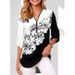 bestseller: European American Style V-neck Zippered Plus-size Women's Long-sleeve Shirt With Rollable_ecoleips.com