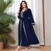 Women's Clothing Fashion Hot Stamping Lace Stitching Dress Set Women Dress Large Size Muslim_ecoleips.com