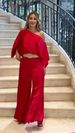 2025 Spring Women's New Loose Rose Flower Top High Waist Long Pants Set_ecoleips.com