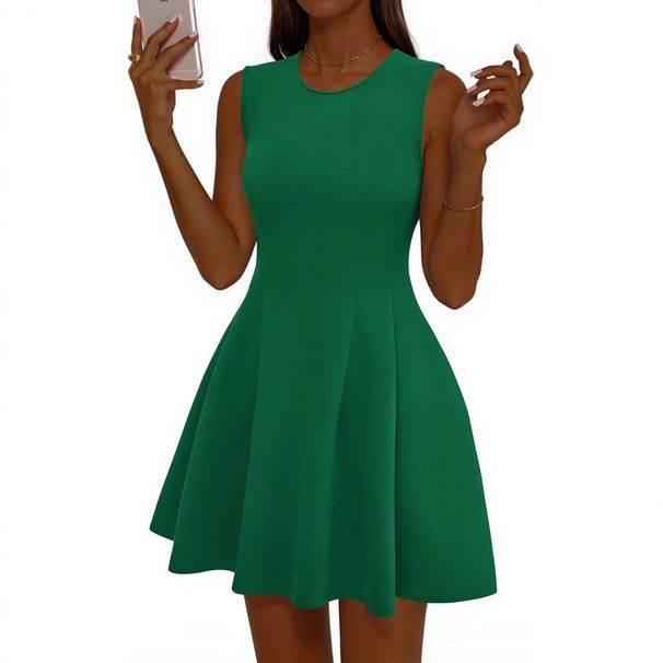 Women's Clothing Elegant A Line Sleeveless Tank Cocktail Party Dress_ecoleips.com