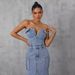Women's Denim Dress - Casual Tube Top Workwear Style With Large Pockets_ecoleips.com