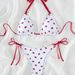 Strawberry Print Bikini Set for Women Adjustable Triangle Top And Tied Bottoms Cute Swimwear for Beach Pool Party Summer Vacation_ecoleips.com