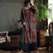 Women Casual Cotton Dress New Arrival 2025 Spring Vintage Style O-neck Floral Print Loose Comfortable Female Long Dresses M1080_ecoleips.com