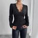 In-stock European American Cross-border 2026 Spring-summer New Women's Solid Color V-neck Lace Splicing T-shirt With_ecoleips.com