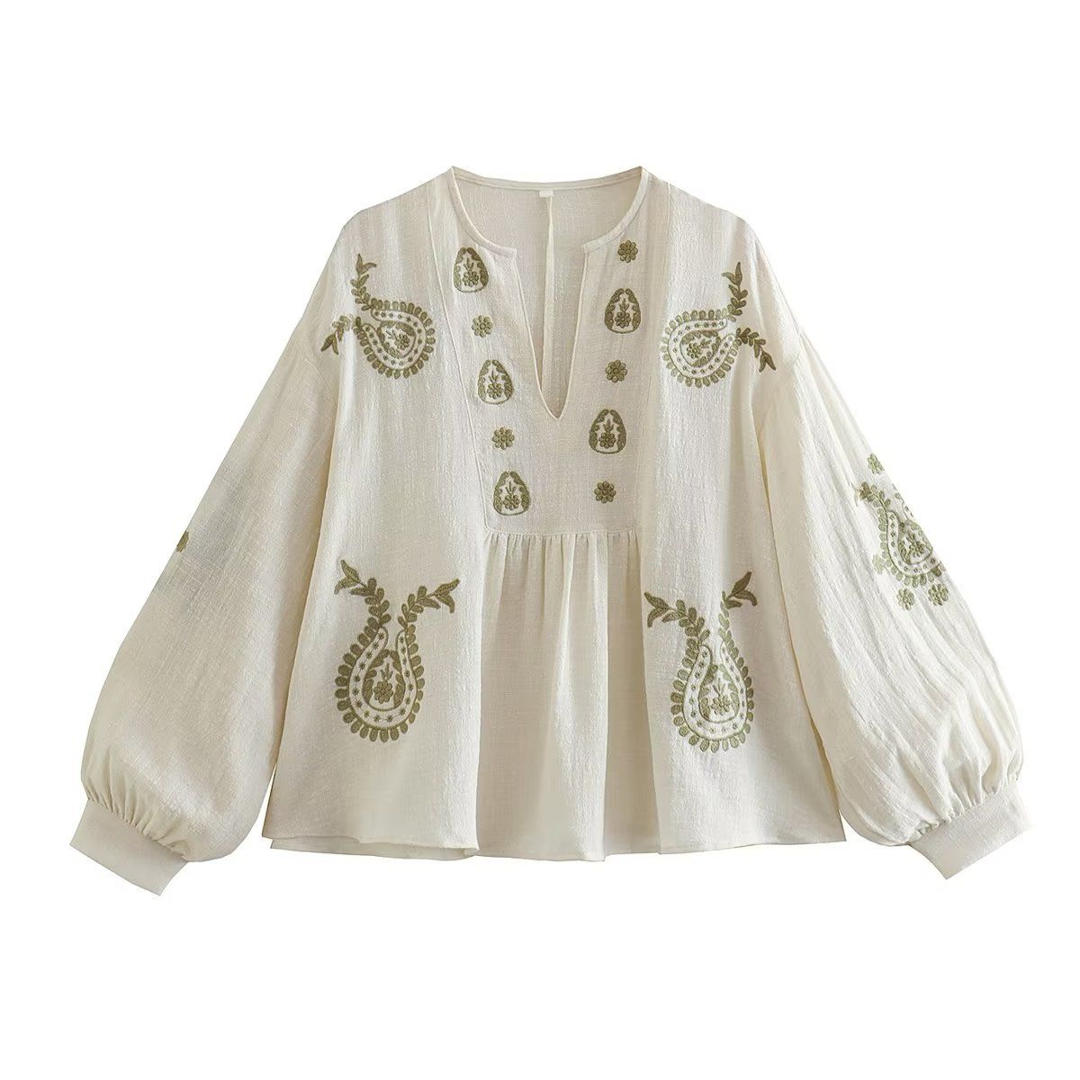 Y2K2025 Style Summer Women's New Loose Cotton Embroidered Shirt Top B88445_ecoleips.com