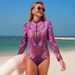 Women's Clothing Russian Women's One Piece Swimsuit Long Sleeve Sun Protection Beach Pants Style Swimwear Modest Coverage, Beach & Pool Ready_ecoleips.com