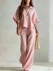 Women's Linen Wide Leg Pants Set Summer Loose Fitting Shirt Two Piece Casual Trendy European American Style Fashion 2026_ecoleips.com