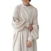 Elegant Two-Way Round Neck Chiffon Maxi Dress With Lantern Sleeves - Soft Flowy & Versatile For Casual & Office Wear (Black, Beige, One Size)_ecoleips.com