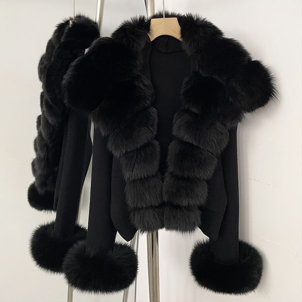 Luxury Knit Cardigan With Fox Fur Trim – Short Sleeveless Winter Coat For Women (Elegant & Warm Open-Front Sweater Jacket)_ecoleips.com