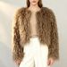 Women’s Short Faux Fur Jacket, Trendy Streetwear Cropped Faux Fur Coat, Y2K Aesthetic Fluffy Outerwear For Fall & Winter_ecoleips.com