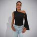 2025 Summer New Fashion Street Style Slim Fit Ribbon Knot Asymmetrical Neck Solid Color Sleeveless Top_ecoleips.com
