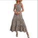 2022 Summer Women's Bohemian Floral Dress Beach Vacation Long Skirt High Waist Slimming_ecoleips.com