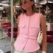 Women's Casual Versatile Vest Spring Fashion Style With Metal Buckle Belt Punk Texture Top_ecoleips.com