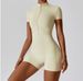 Women's Zippered Short-Sleeved Yoga Jumpsuit Summer European American Style Dance Fitness Tight Sportswear_ecoleips.com
