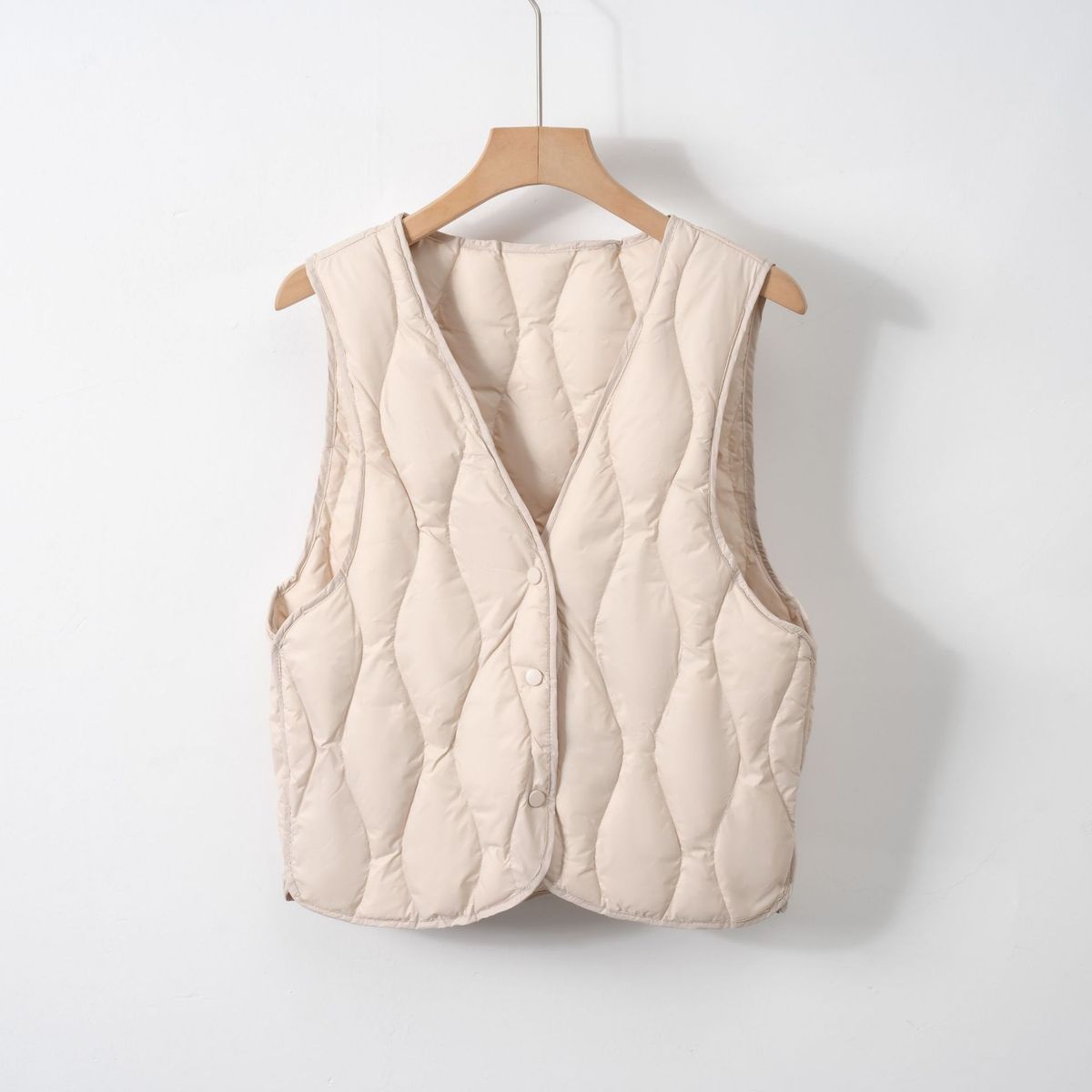 Pinghu Liner Lightweight Down New V-Neck Slimming Inner Layer Short Vest Trendy_ecoleips.com