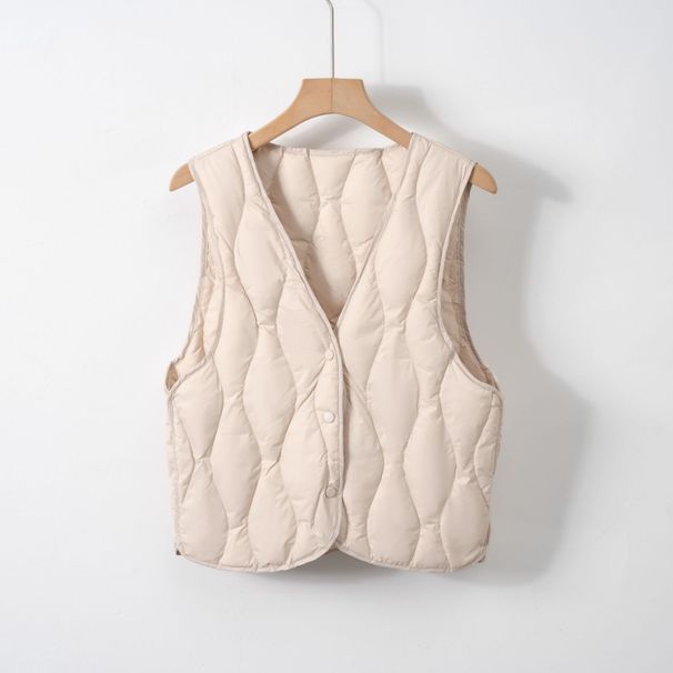 Pinghu Liner Lightweight Down New V-Neck Slimming Inner Layer Short Vest Trendy_ecoleips.com