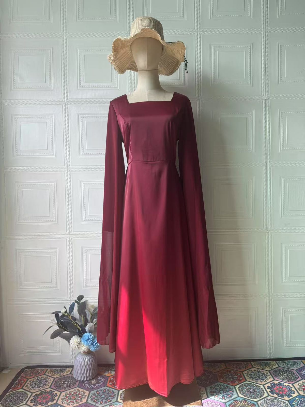 Modest Abaya Dress Long Sleeve Shawl Dress Fashion Chain Design Autumn Court Style Clothing_ecoleips.com