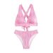 Women's Clothing Two Piece Swimsuit For Women Sexy Solid Color Bikini European American Style Halter Neck Design_ecoleips.com