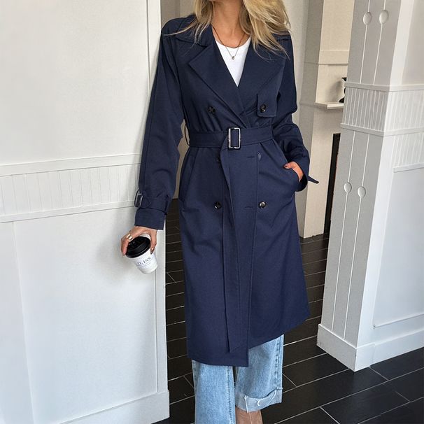 Diyun European And American Vacation Solid Color Long Sleeve Coat Women's Fashion 2025 Autumn Winter_ecoleips.com