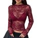 Elegant Fashionable Women's Lace Ruffled Slim Fit Long Sleeved Top European American Style Autumn New Cross Border E-Commerce_ecoleips.com