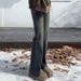 Cement Gray Raw Edge Flared Jeans For Women, New Summer Style, Plus Size, High-waisted, Slimming, Hip-covering, Stretchy_ecoleips.com