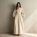 Women's Loose Fit V Neck Long Sleeve Solid Color Flowy Maxi Dress – Elegant Casual Resort Gown For Summer 2026_ecoleips.com