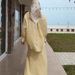 Elegant Long Sleeve Flowy Maxi Dress Set – Soft & Comfortable Loose Fit A-Line Dress With Turn-Down Collar, Breathable Poly-Cotton Blend, Casual_ecoleips.com