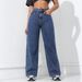 American Style Wide-Leg For Women 2025 Spring New Washed Loose Slimming Straight-Leg Floor-Length Jeans_ecoleips.com