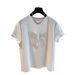 Women's Pure Cotton Short Sleeve T-Shirt European Style Heavy Beaded Bow Loose Fit Versatile Slimming Top For Youthful Look_ecoleips.com