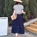 High-End European Goods 2025 Summer New Fashion Versatile Striped Short-Sleeve T-Shirt + Half Skirt Two-Piece Set For_ecoleips.com