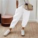 Women's Pure Cotton Long Pants Casual Elastic Pockets_ecoleips.com